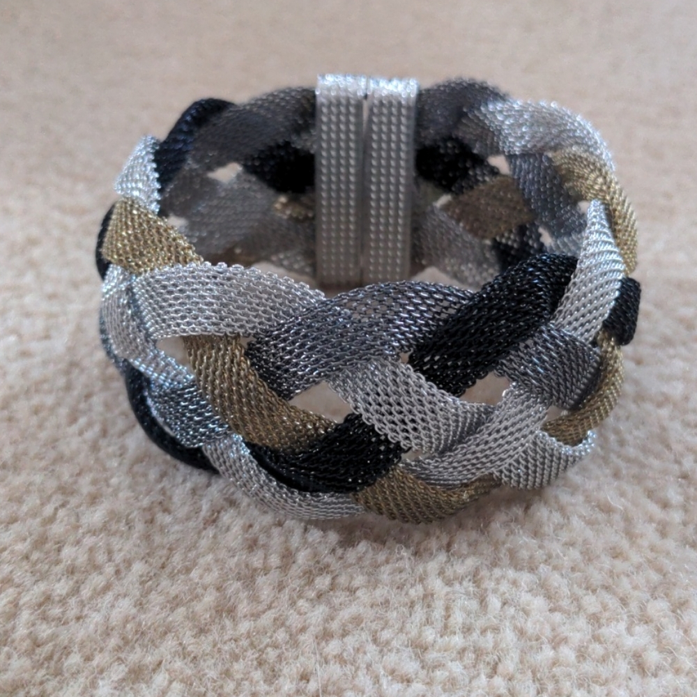 Basket Weave Mesh Metal Bracelet
